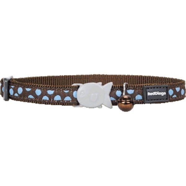 Red Dingo Cat Collar Design Blue Dots on Brown RE437091